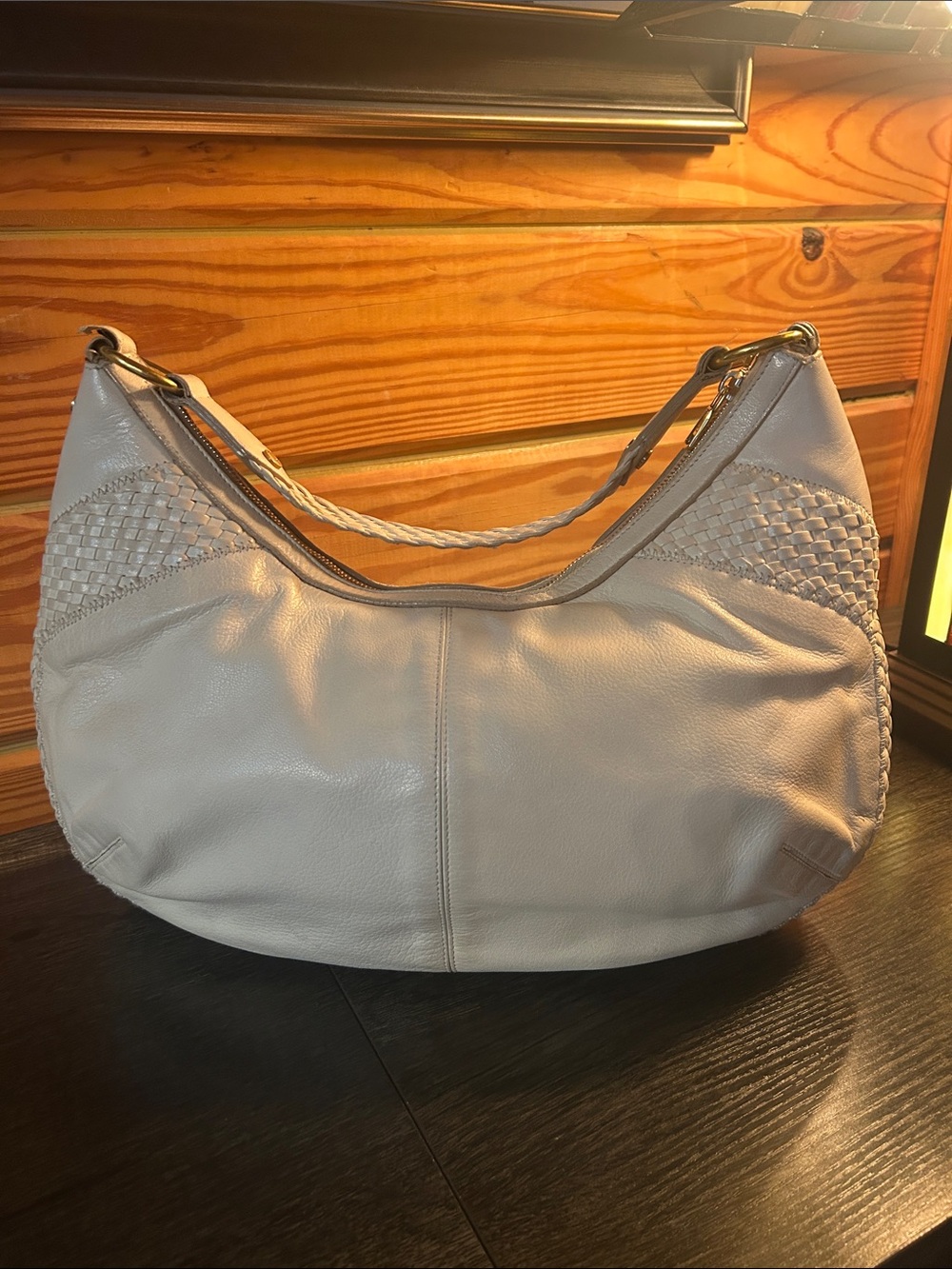Yves Saint Laurent off white Braided-Detail Hobo Bag